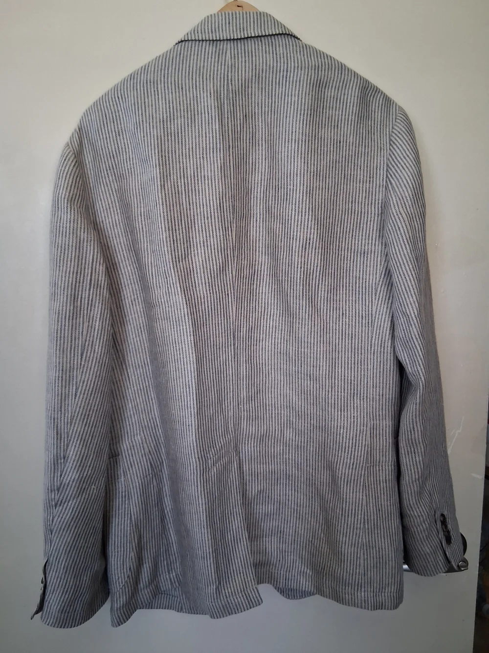 Banana Republic Light Gray and White Striped Blazer